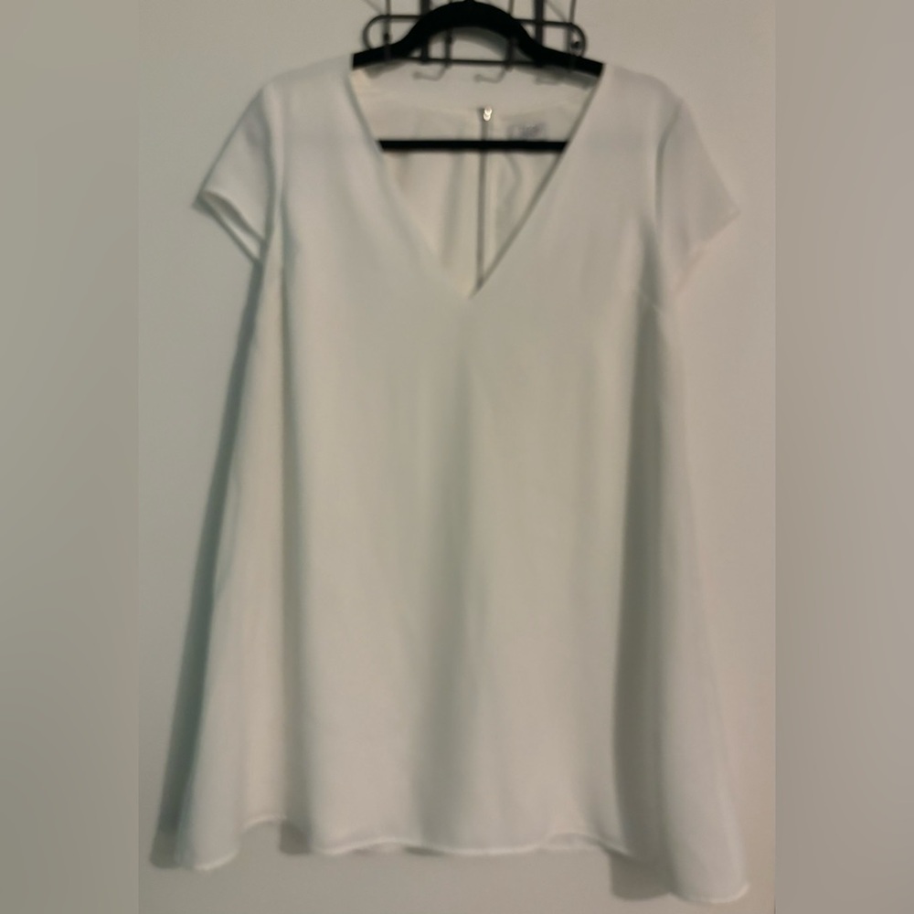 Tobi Womens White Short Sleeve Mini Dress Exposed Back Zip Sz Small Polyester